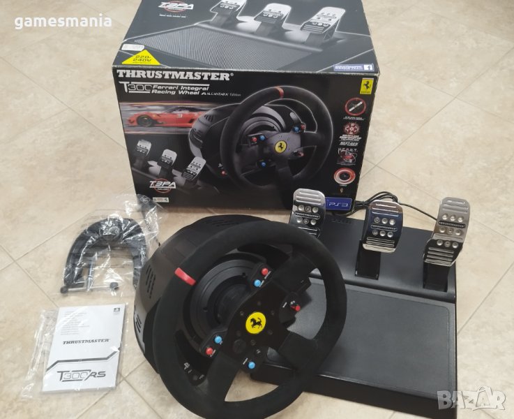 [PS5/PS4/PS3/PC] Волан и педали Thrustmaster - T300 Ferrari Alcantara edition, снимка 1