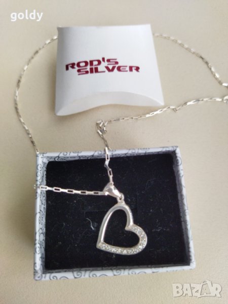 Сребърно колие+ висулка сърце ❤️, снимка 1