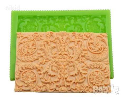 Огромен Винтидж Орнамент пано силиконов молд форма декорация торта фондан, снимка 1