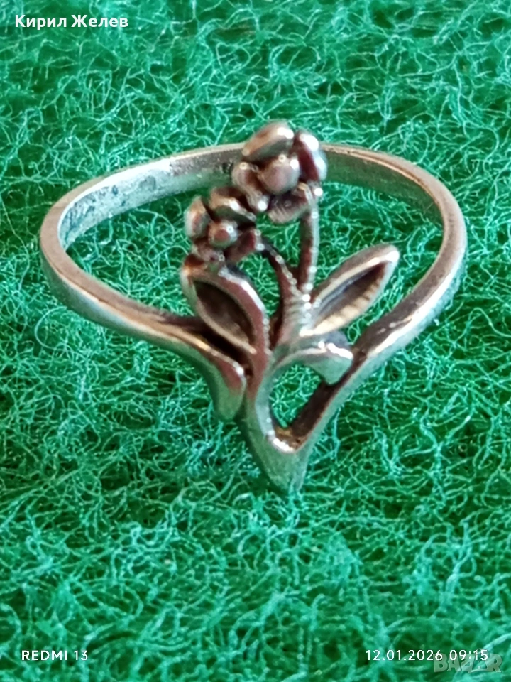 Сребърен Арт пръстен във флорален стил Бел Епок артистичен 53030, снимка 1