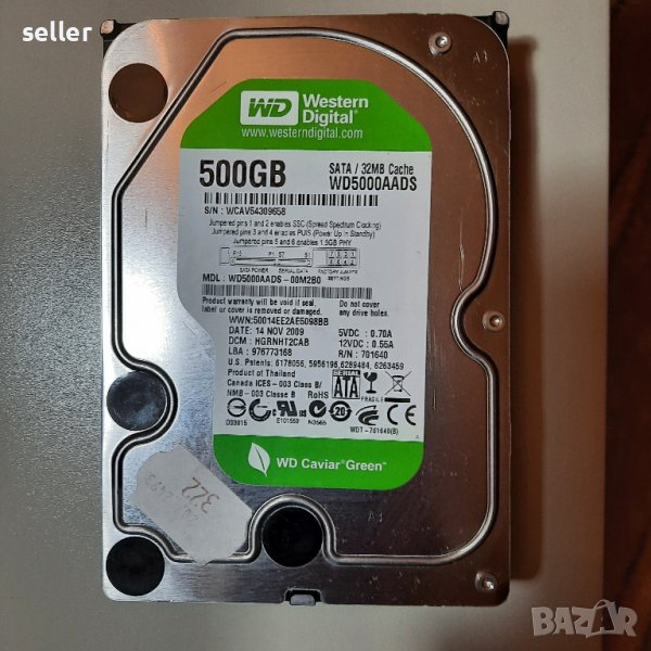 Хард диск SATA 500GB WD5000AADS , снимка 1