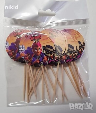 20 бр Брау Броу Старс Brawl Stars Бролстарс топери за мъфини кексчета парти декор, снимка 1