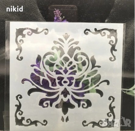 Орнамент квадратен стенсил шаблон украса за торта и др, снимка 1