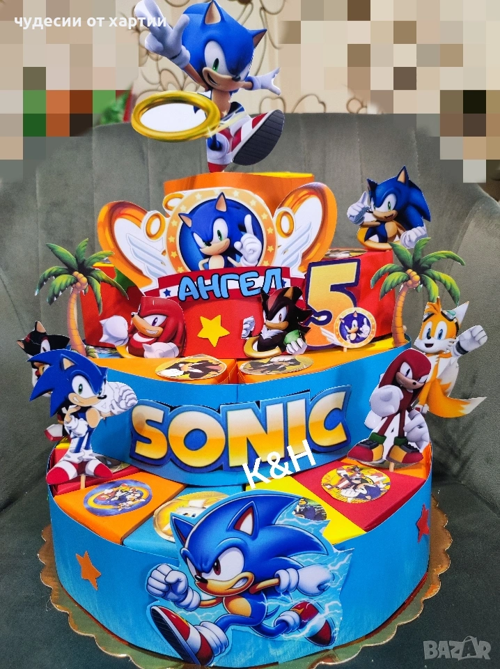 Картонена торта Соник, снимка 1