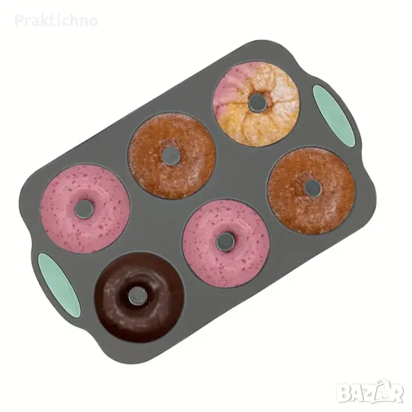 Силиконови форми с дръжки за печене на понички, снимка 1
