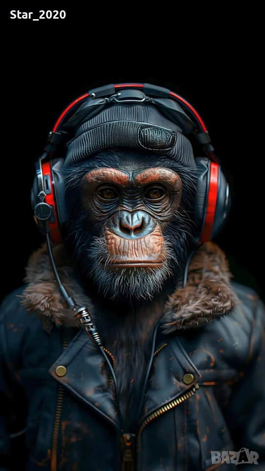 Светеща картина с LED осветление - маймуна 🐒, снимка 1