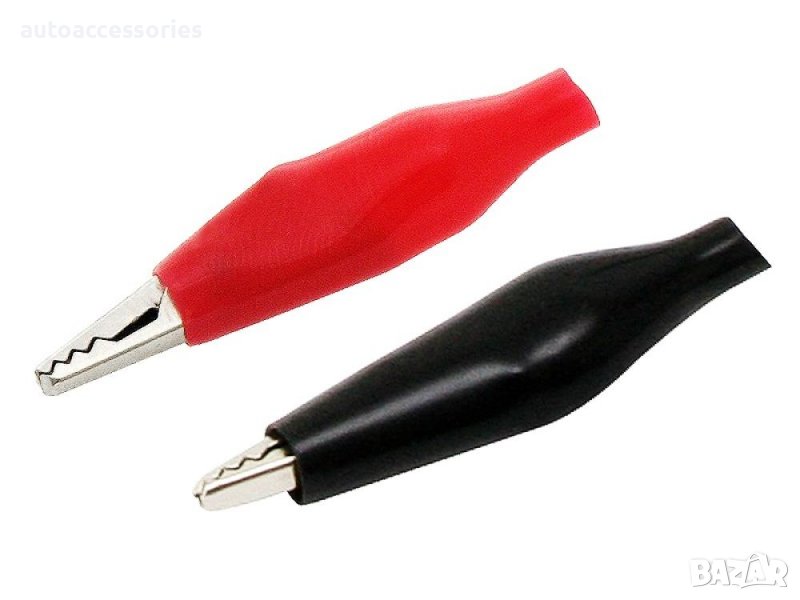 Щипка крокодил 28мм изолирана черно - /червено + 2бр 96-701, снимка 1