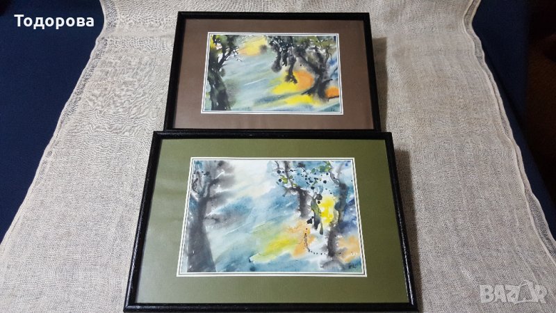 Цикъл от два авторски акварела, снимка 1