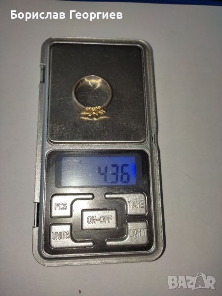 Сребърен пръстен 925 със злато 14 С, снимка 1