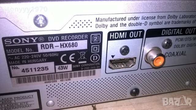 sony rdr-hx680 dvd recorder-hdd/hdmi/usb/dv in/-внос ШВЕЦИЯ, снимка 16 - Плейъри, домашно кино, прожектори - 27319503