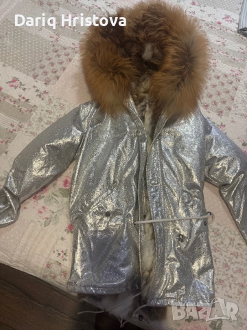 Дамска парка в сив цвят , снимка 2 - Якета - 52548633