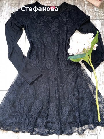 Черна елегантна дантелена парти рокля , снимка 1 - Рокли - 38832003