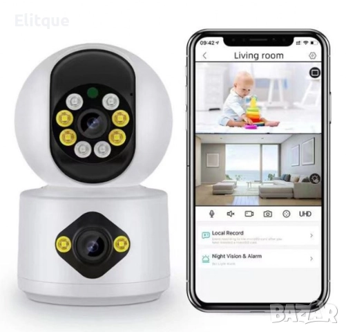 Камера за наблюдение и бебефон LYLU – Full HD 1080P с 360° ротация и управление чрез приложение iCSe, снимка 2 - Друга електроника - 52744049