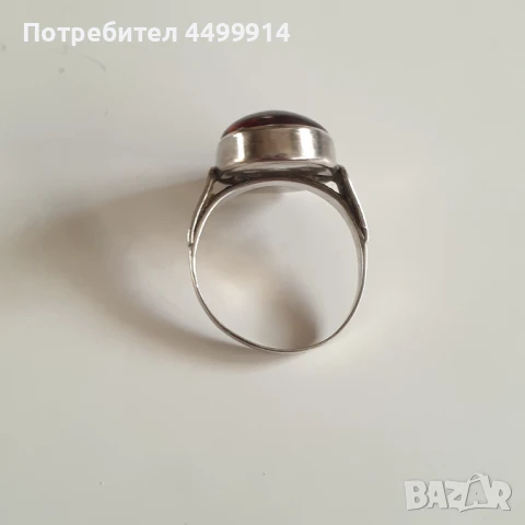 Сребърен пръстен с кехлибар, снимка 5 - Антикварни и старинни предмети - 50656513