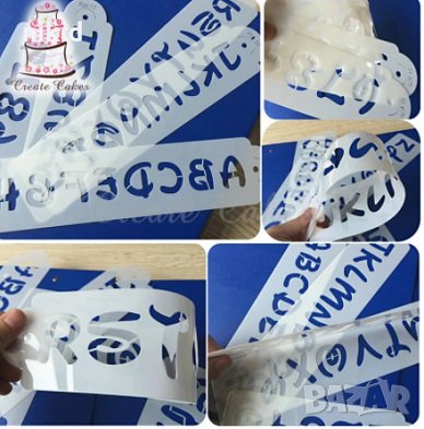 Азбука Дисни стил букви Латиница и цифри числа 5 бр шаблон стенсил спрей торта украса scrapbooking, снимка 3 - Други - 32577366