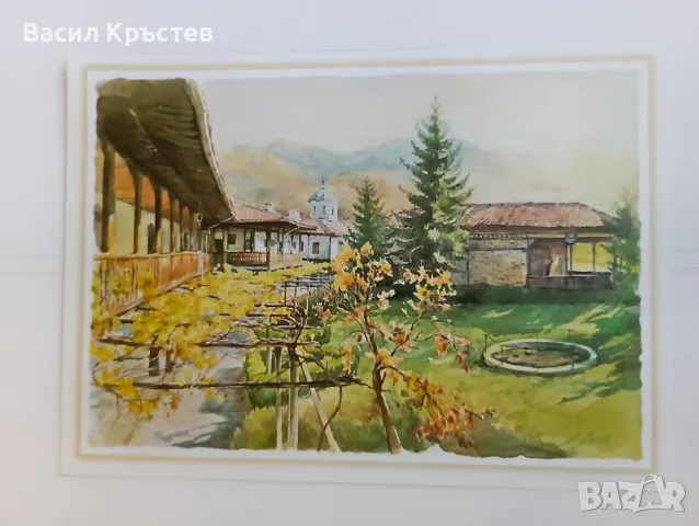 Картички 12 бр., Колекция Български манастири, худ. Янко Янев, худ. Б.Русев, 17 х 12 см., 1970-80 г., снимка 8 - Филателия - 47829295