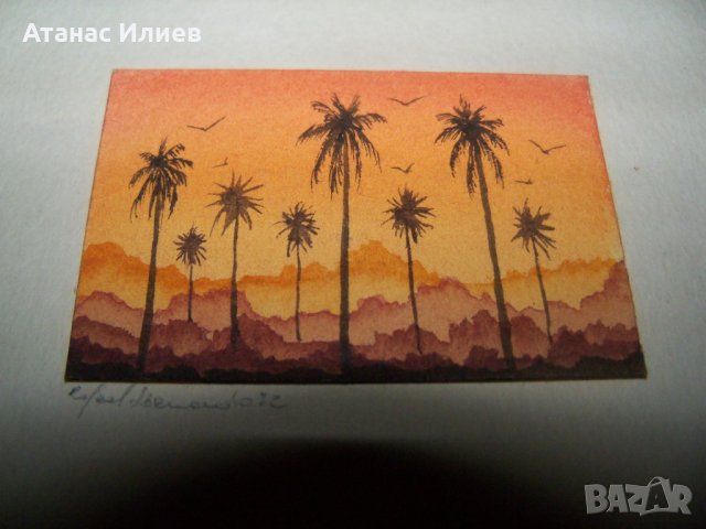 Страхотен миниатюрен акварел подписан от 82г. 2, снимка 4 - Картини - 26613669