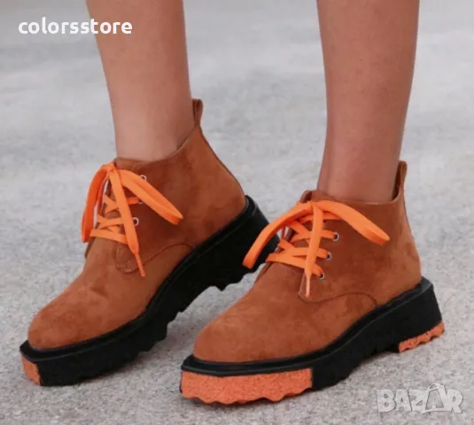 Равни боти - кафяво и черно велур - DSK12