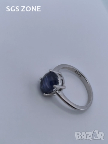 Сребърен Пръстен със Сапфири , снимка 7 - Пръстени - 51510398