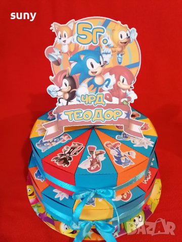 Картонена торта Соник