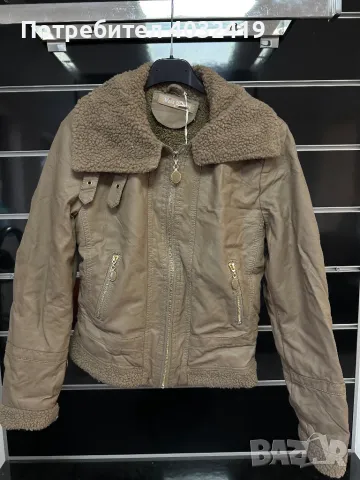 Дамско кожено яке в бежово , снимка 1