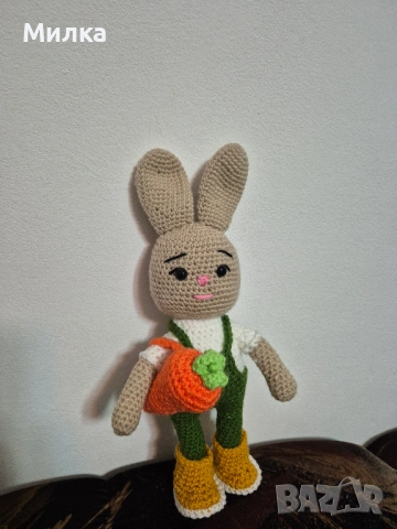 Дългоух заек с морков, снимка 2 - Плюшени играчки - 53398673
