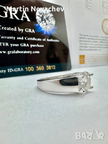 Сребърен пръстен с мойсанит (Диамант) 2 карата, снимка 5 - Пръстени - 53076774