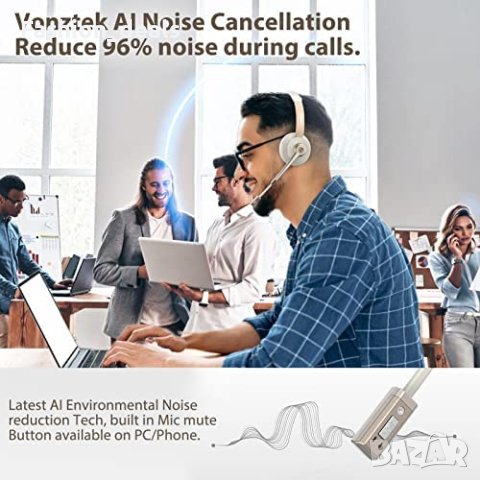 Нови Безжични слушалки Bluetooth с микрофон CVC шумопотискане за работа, снимка 5 - Bluetooth слушалки - 40580773