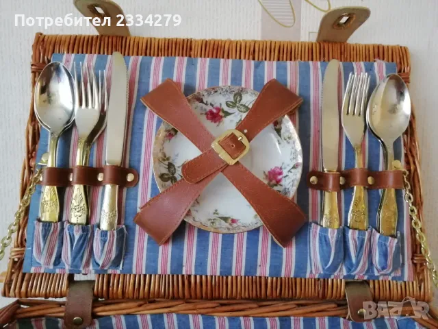 Стари ратанов куфар и кошница за пикници,туризъм,риболов и други. , снимка 4 - Сервизи - 50025587