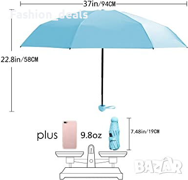 Нов сгъваем ултра лек преносим чадър предпазва от слънце и дъжд, снимка 5 - Други - 36378448