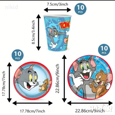 Том и Джери Tom and Jerry 10 бр картонени чаши парти рожден ден, снимка 4 - Чаши - 21572449
