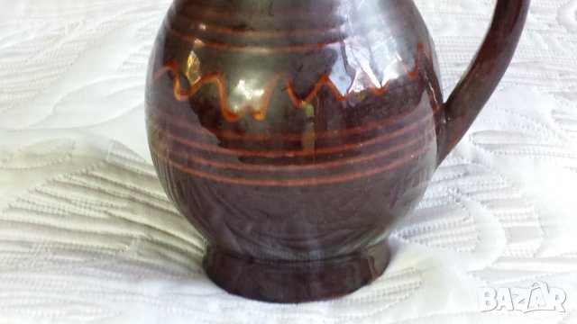 Стара ръчно изработена керамична кана/ ваза, снимка 6 - Вази - 21626626