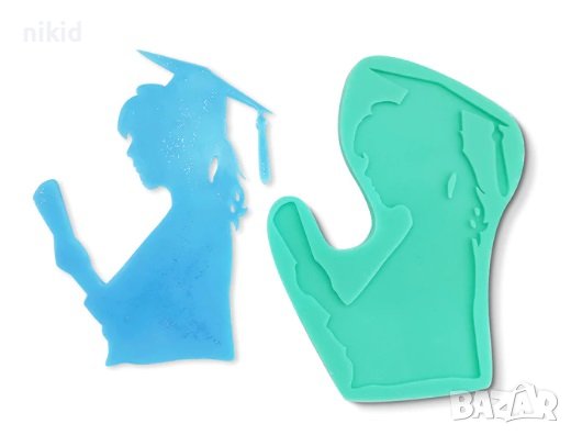 Момиче Абитуриент с тога Бал завършване плитък силиконов молд форма фондан гипс 