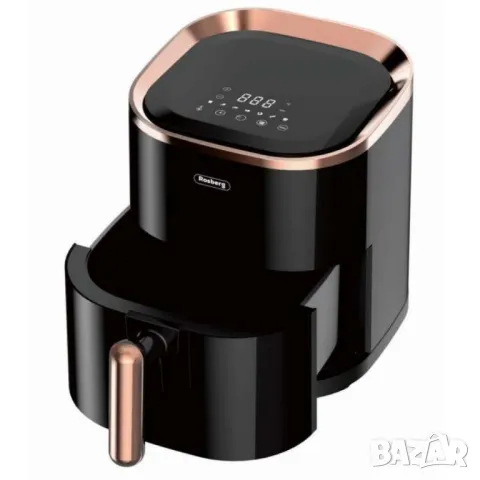 Фритюрник AirFryer, 1200W, 3.5л., горещ въздух, LED дисплей, таймер, до 200°С, черен, снимка 4 - Фритюрници - 49817056
