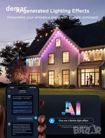 Перманентни външни осветителни тела Govee 2, 30 м RGBIC, 72 LED, IP67, снимка 3 - Лед осветление - 47410633