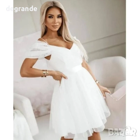 Тюлена къса рокля налична в ЧЕРНО ЗЕЛЕНО СИНЬО БЯЛО , снимка 2 - Рокли - 51439293