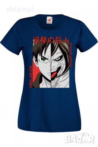 Дамска тениска Attack on Titan Eren Jaeger 01,Анимация,игра,Празник,Повод., снимка 6 - Тениски - 38047866
