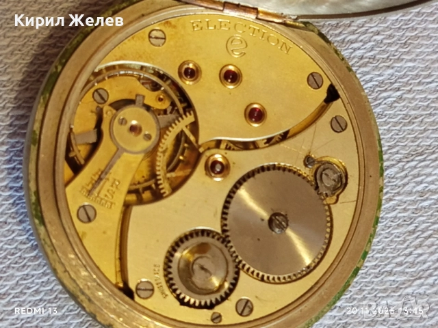 Стар джобен часовник CHRONOMETERS ELECTION рядък за КОЛЕКЦИОНЕРИ 52233, снимка 12 - Антикварни и старинни предмети - 52479001