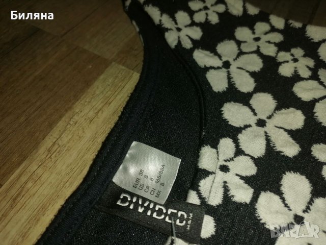 Тъмно синя рокля с цветя H&M, снимка 2 - Рокли - 36648307