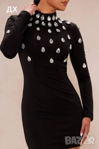 Рокля по тялото с камъни, снимка 2 - Рокли - 52447614