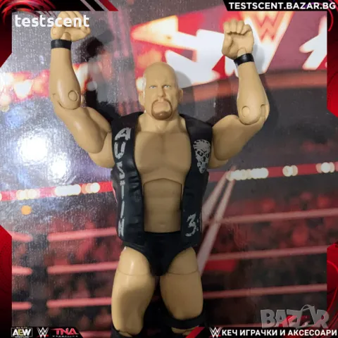 Екшън фигура WWE Stone Cold Steve Austin Ледения Стив Остин Mattel Elite figure играчка WWF WCW, снимка 11 - Други - 48438531