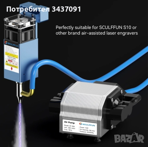 Въздушен компресор, 30L/min, Регулируема скорост, Сив, снимка 2 - Друга електроника - 51923799