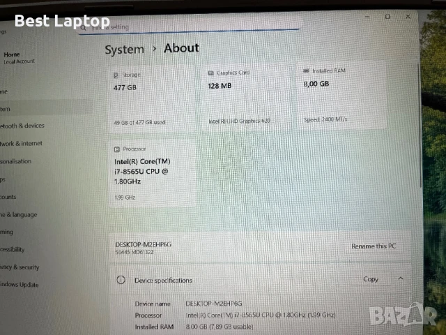 Medion i7-8565u 512gb 15.6 FHD ips laptop лаптоп, снимка 6 - Лаптопи за дома - 51429531