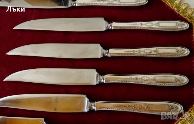 Посребрен английски нож с инициали,орнаменти. , снимка 7 - Ножове - 26539230