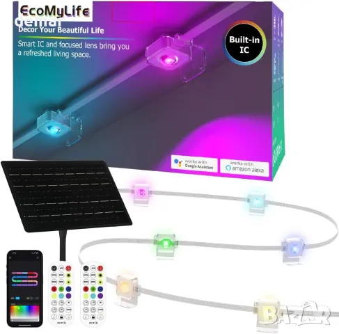 Соларни постоянни външни осветителни тела, интелигентни RGB Plus IC, 66 сцени, IP67, 15 метра