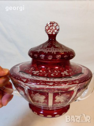 Кристален чайник рубинен кристал  Bohemia , снимка 8 - Аксесоари за кухня - 38042936