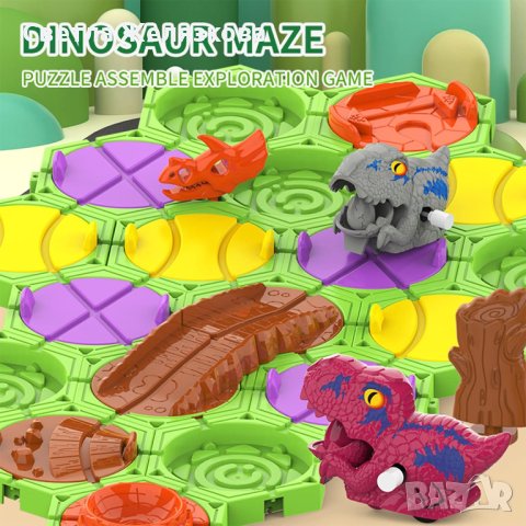 Логически лабиринт, пъзел за развиване на логика, динозаври, снимка 5 - Игри и пъзели - 43324309