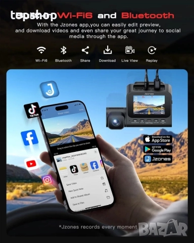 3-канален 4K видеорегистратор Jzones STARVIS 2 HDR с нощно виждане, 4K+1080P+1080P предна..., снимка 4 - Аксесоари и консумативи - 51637845