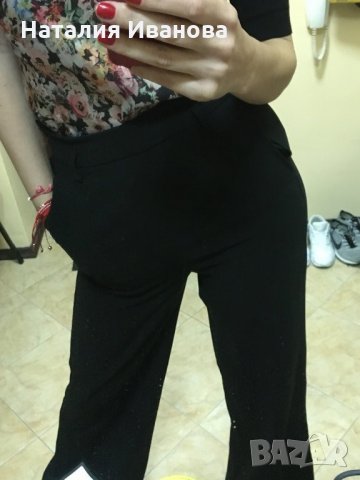 Черен панталон с широки крачули, снимка 4 - Панталони - 28184214