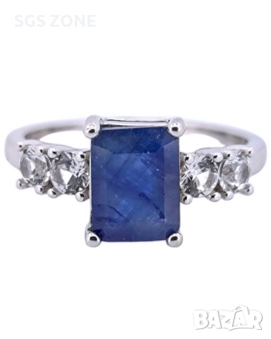 сребърен пръстен с изумруди, рубини и сапфири